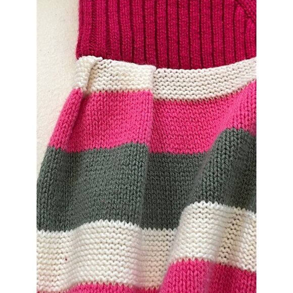 LOFT Striped Knit Crewneck Sweater Pink Green Burgundy Women’s Medium - Picture 11 of 11